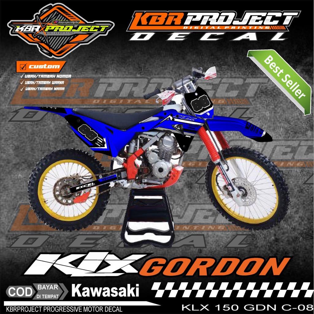 KLX 150 GORDON COOL MOTORCYCLE STICKER FULL BODY LIS VARIATIONS KLX 150 GORDON KAWASAKI MOTORCYCLE S