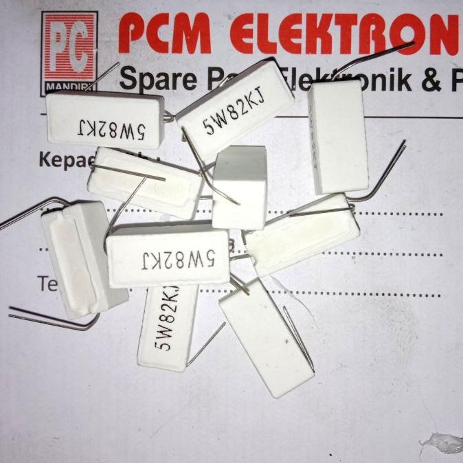 R 82k 82Kohm 82 K 5w 5watt 5 วัตต์ตัวต้านทานชอล์ก pcmelektrob90 คุณภาพ