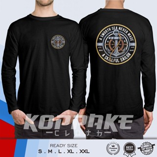 เสื้อยืดแขนยาว พิมพ์ลายกะลาสี สไตล์ทหารเรือดิสโทร