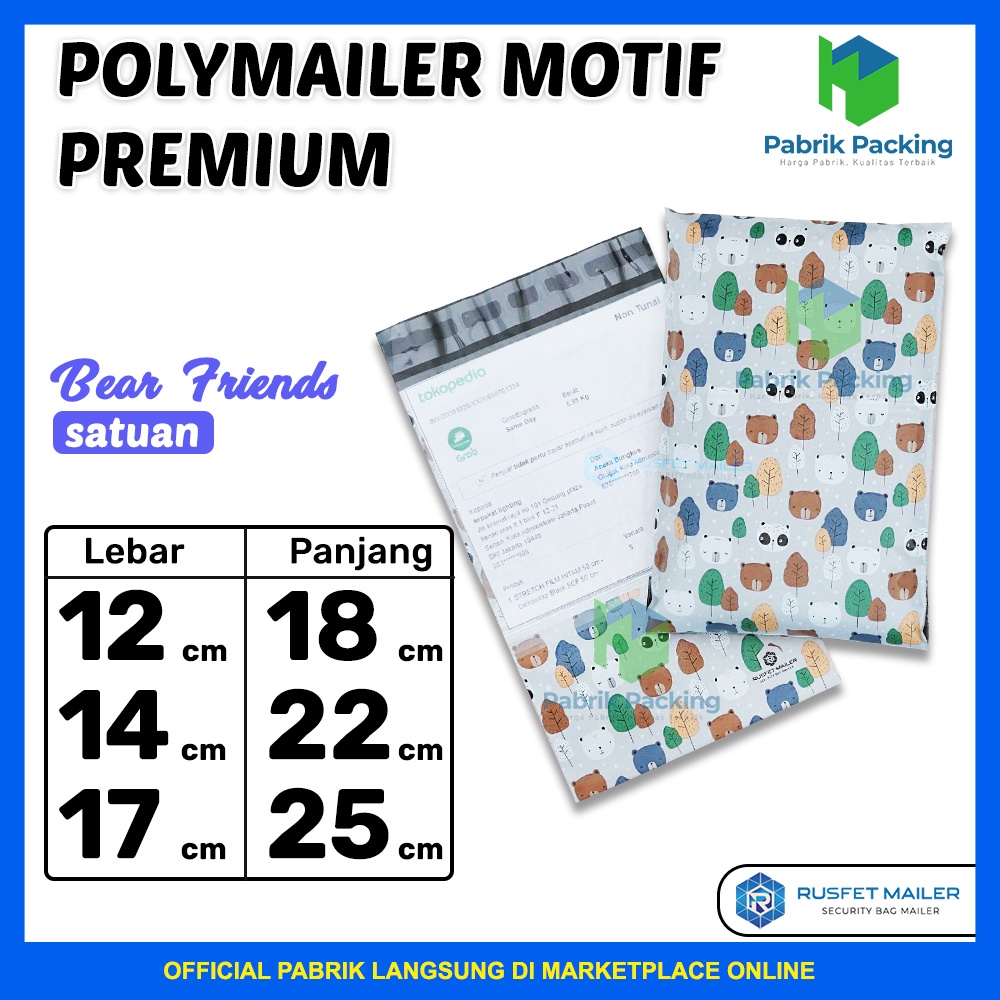 POLYMAILESTER RUSFET BEAR FAMILY / หมีแพ็ค EVELOPE FAMILY เดี่ยว