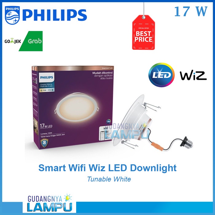 [สมาร ์ ท ] Philips Downlight Smart Led Wifi 17W 17W ปรับแต ่ งได ้ สีขาว [Lamp ]