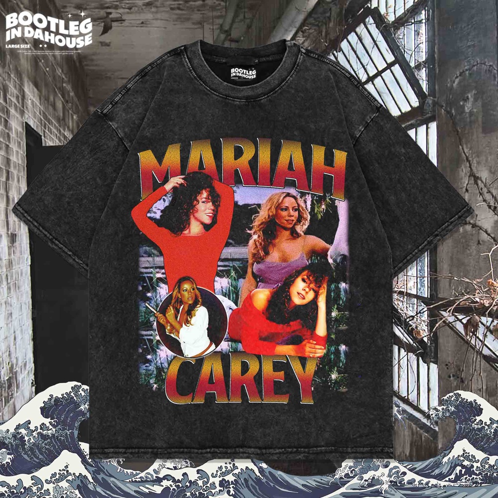 MARIAH CAREY เสื้อเชิ้ตซักผ้าโอเวอร์ไซส์