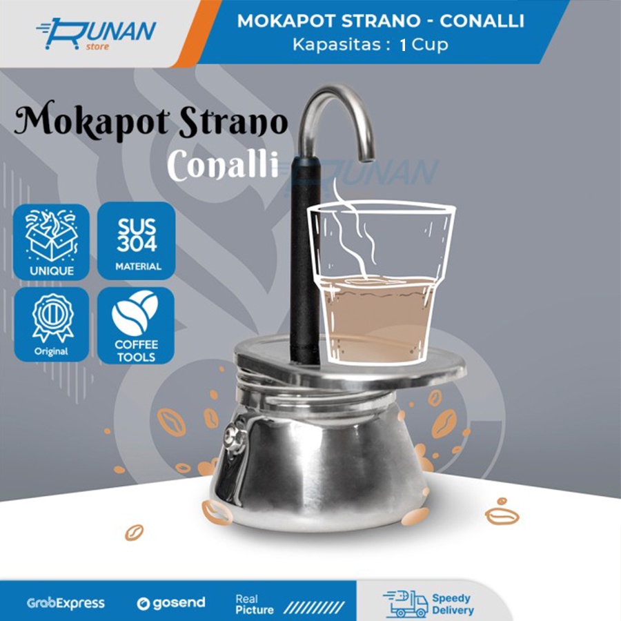Moka Pot Strano เครื่องชงกาแฟเอสเปรสโซ่ ขนาดเล็ก แบบพกพา 50 มล. 1 แก้ว