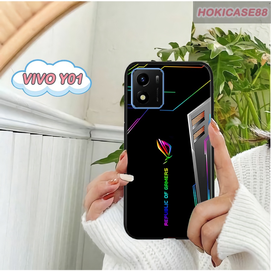 เคส Vivo Y01 2022 - เคส ROG Gaming Gllosy - เคส Vivo Y01 - เคสเงา - เคส Fullprint Hardcase สําหรับโท
