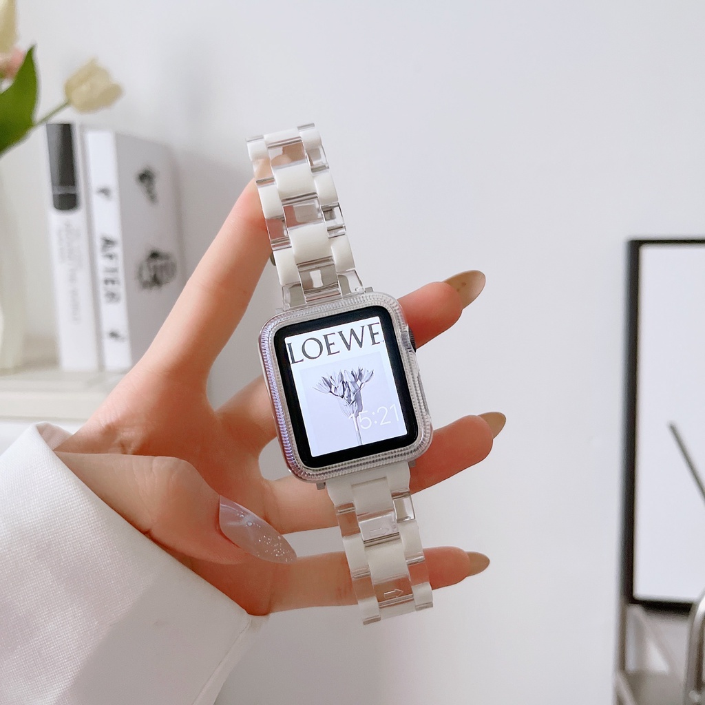 PC สายเรซิ่นสำหรับ apple watch series Ultra 8 7 6 SE 5 4 3 2 1 สายจับคู่สี 49 มม. 41 มม. 45 มม. 44 มม. 42 มม. 38 มม.40mm
