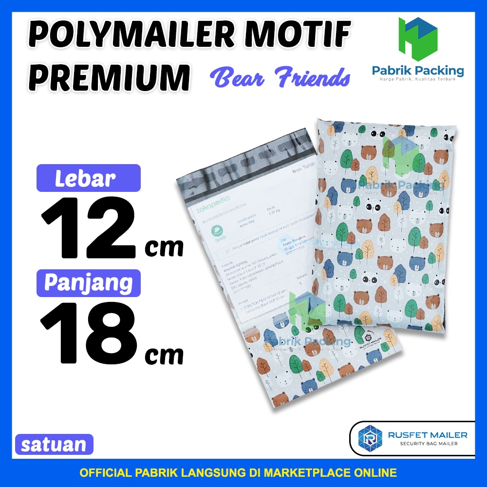 POLYMAILESTER RUSFET BEAR FAMILY / ENVELOPE PACKING BEAR FAMILY ขนาด 12x18 ซม. เดี่ยว