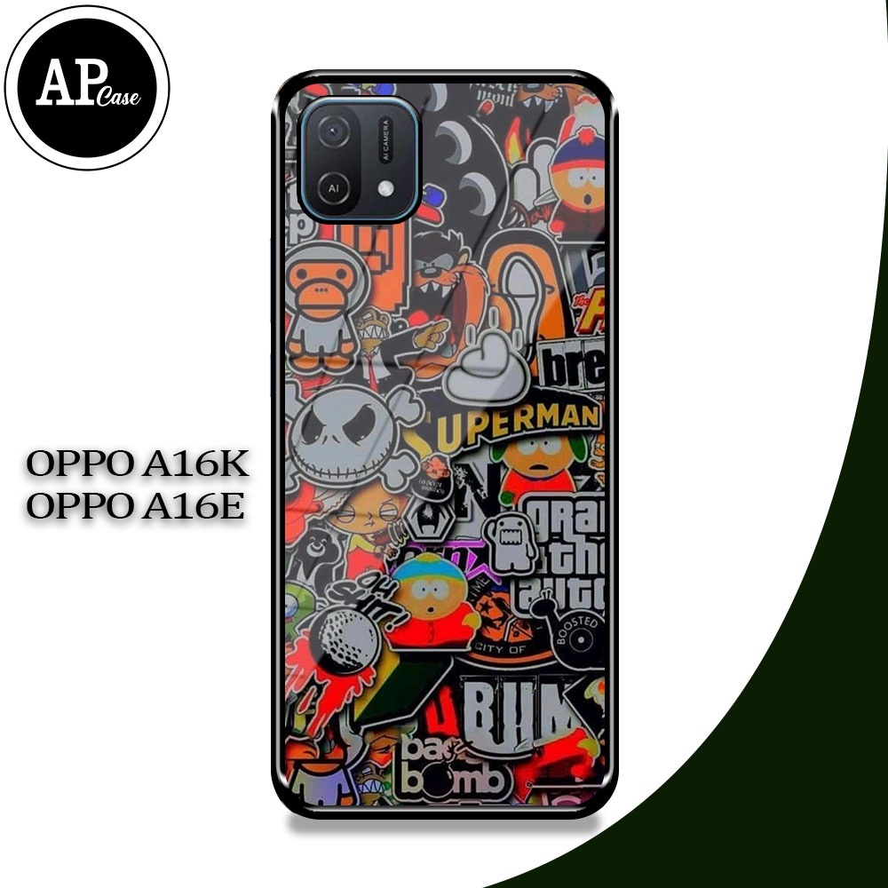 HP OPPO A16K / A16E Hardcase 2D Glossy Case ล่าสุด GRAFITY Motif Ap Case - Custom Case - Casing - Ha