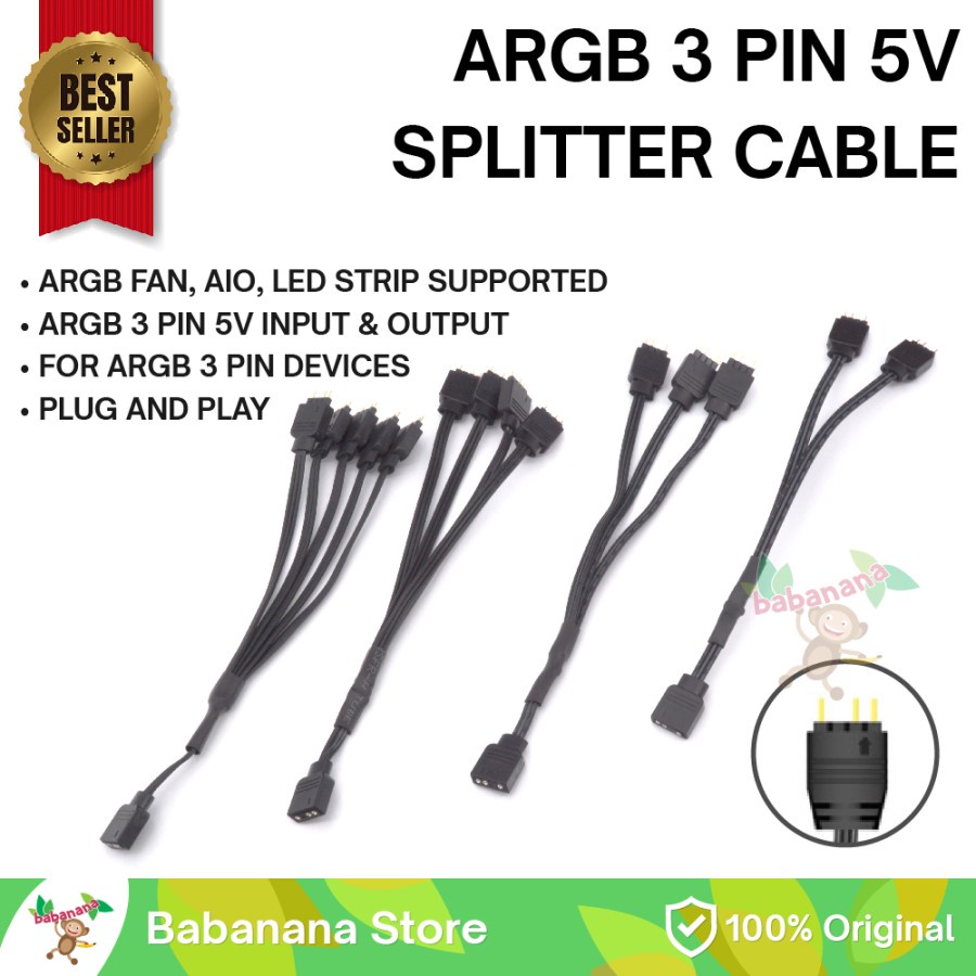 ARGB 3 PIN 5V SPLITTER CABLE ARGB BRANCH CABLE HUB LED STRIP FAN