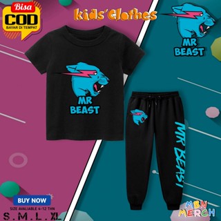 เสื้อยืด กางเกงจ็อกกิ้ง ลาย Mr beast youtuber สําหรับเด็ก