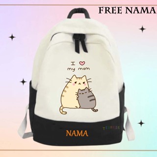 (ฟรีชื่อ) กระเป๋าเป้สะพายหลัง พร้อมลวดลาย "PUSHEEN CAT" สําหรับเด็ก