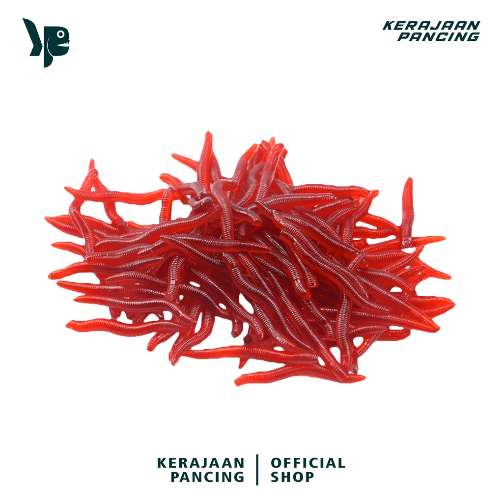 MERAH FISHING KINGDOM - เหยื่อหนอนสีแดง 50 ชิ้น 3.5 ซม.หนอนนุ่มเหยื่อหนอนประดิษฐ์เหยื่ออ่อน WormCaci