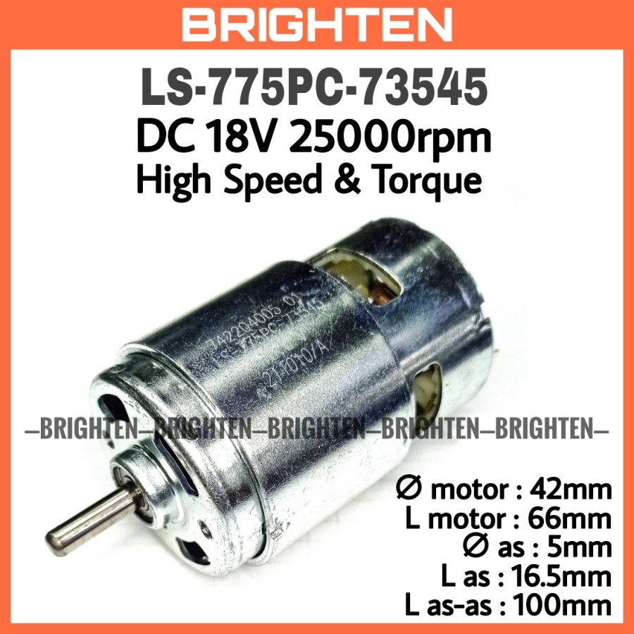 LS775 DC 18V มอเตอร์ไฟฟ้าแรงบิดสูง 25000rpm LS775PC 12-18V