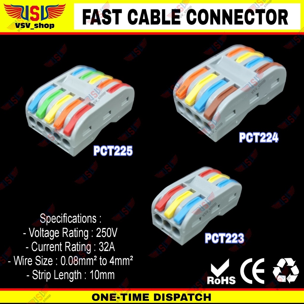 Quick Cable Connector Terminal สาขาการเชื่อมต่อสายเคเบิล wago COLOR