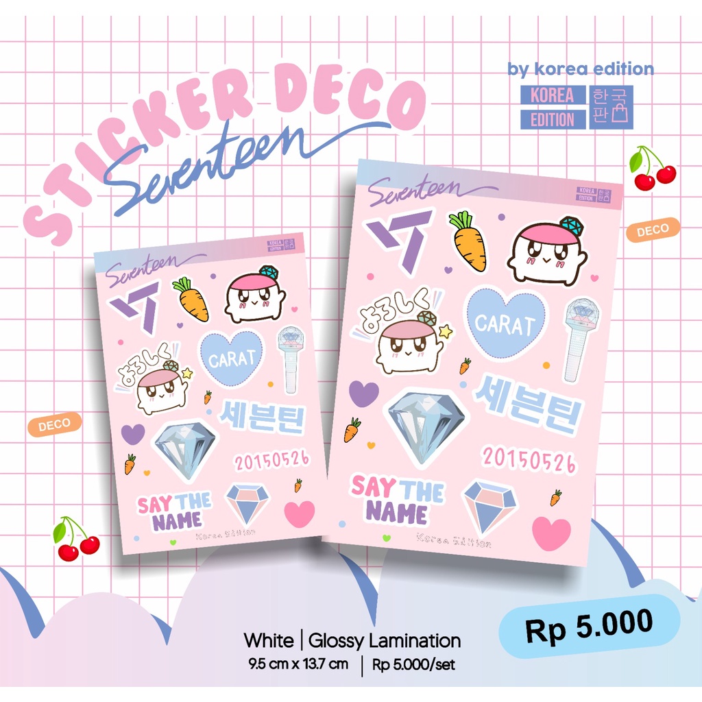 สติ๊กเกอร์ Deco Seventeen Kpop Vinnyl Cutting Stay ใช้กะรัต Mingyu Hoshi Wonwoo Jun Jeonghan Joshua