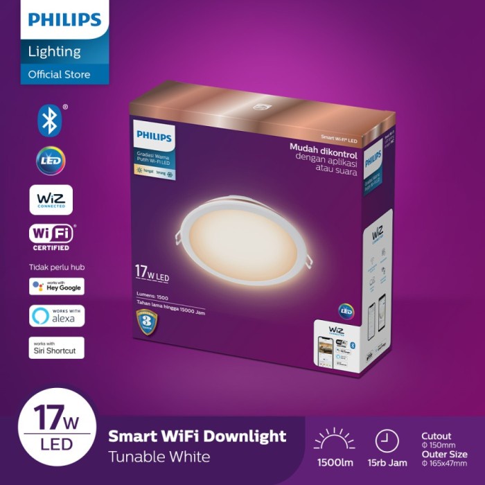 [สมาร ์ ท ] Philips 17W Smart Wifi Led Panel Downlight [Lamp ]