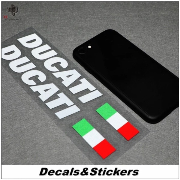 Putih สติ๊กเกอร์ ducati FLAG สติ๊กเกอร์โลโก้ ducati อิตาลี - สีขาว 20 Cm