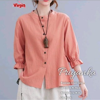 Priyanka BLOUSE BO M L XL XXL เสื้อเบลาส์ แขนยาว กระดุมหน้า กระดุมแป๊ก สไตล์เกาหลี เรียบง่าย สําหรับผู้หญิง