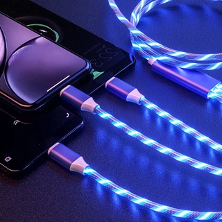 มาใหม่ 3 In 1 สายชาร์จ USB LED เรืองแสง 5A 1.2 ม. 2 เมตร ชาร์จเร็ว สําหรับรถยนต์