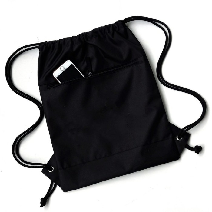SPORTS DRAWSTRING BAG สําหรับผู้ชายและผู้หญิง PLAIN BLACK EDITION TRENDY ELEGANT LATEST S9U8 Elegant