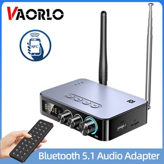 Vaorlo NFC อะแดปเตอร์รับส่งสัญญาณเสียงสเตอริโอไร้สาย บลูทูธ 5.1 AUX RCA 3.5 มม. เครื่องเล่นการ์ด TF พร้อมรีโมตคอนโทรล IR รองรับคาราโอเกะ