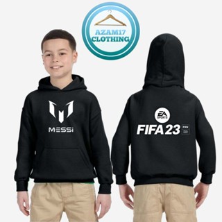 เสื้อแจ็กเก็ตกันหนาว มีฮู้ด ลายโลโก้เกมแพะ Lionel Messi FIFA23 FIFA 2023 สําหรับเด็ก AZAM17