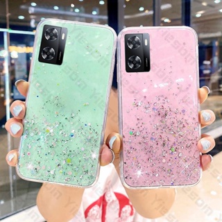 เคสโทรศัพท์มือถือ ซิลิโคนนุ่ม TPU ใส แต่งกลิตเตอร์ ระยิบระยับ สําหรับ OPPO A57 4G 2022 A77S A17 A17K A77 5G A76 A96 A16K A16 A15 A15S A54 4G