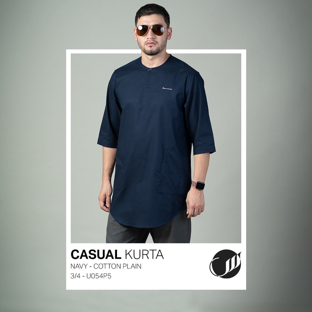 Samase Mens Casual Koko Shirt 3⁄4 Sleeve U054P Navy
