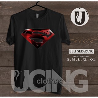 เสื้อยืด พิมพ์ลายโลโก้ Superman Metallic สีแดง