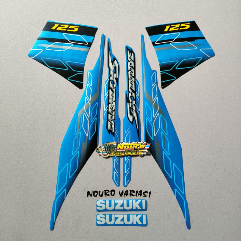 สติกเกอร์ คุณภาพดี สีฟ้า สําหรับติดตกแต่งรถจักรยานยนต์ Suzuki SkyDrive 125 2009