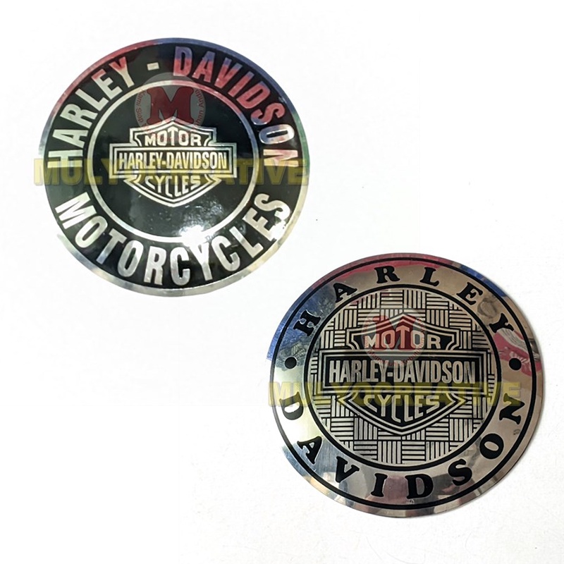 แผ่นสัญลักษณ์รถจักรยานยนต์ Harley Davidson - แผ่นอุปกรณ์เสริมสแตนเลส Harley Davidson รุ่นนูนสีดํากลม