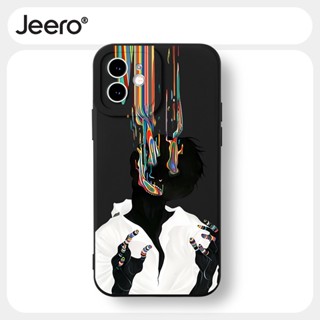 Jeero เคสไอโฟน เคสซิลิโคนนุ่มกันกระแทกน่ารักตลก สีดำ เคสโทรศัพท์ Compatible for iPhone 14 13 12 11 Pro Max SE 2020 X XR XS 8 7 6 6S Plus พลัส HFF2566