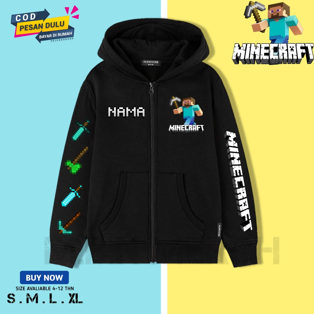เสื้อฮู้ดมีซิปสําหรับเด็ก Minecraft สามารถใช้เสื้อแจ็คเก็ตซิปชื่อร่วมสมัยได้