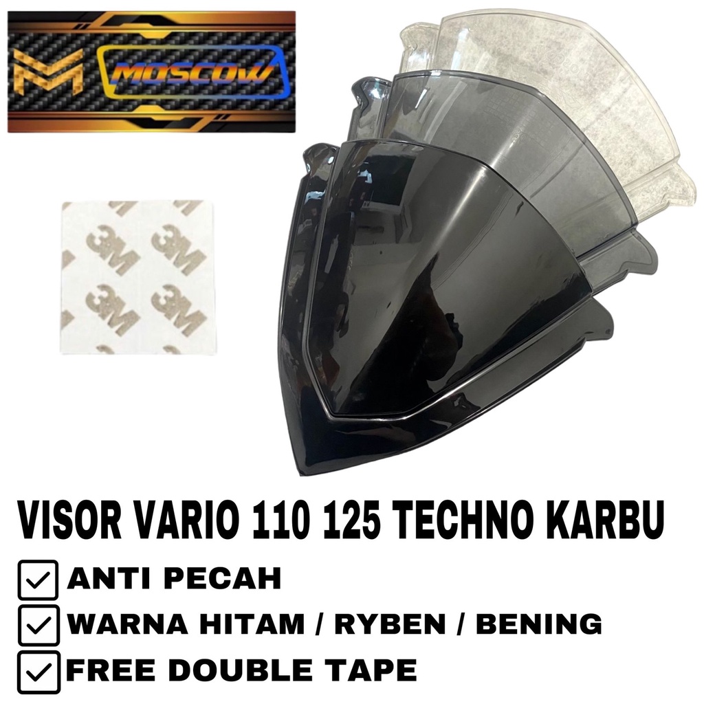 Visor Vario 125 เก่าlama vario 125 เก่า Techno สีดําสีดํา CLEAR RYBEN SMOKE Visor variation honda vario 110 techno THICK วัสดุ ABS universal pnp honda vario 110 techno