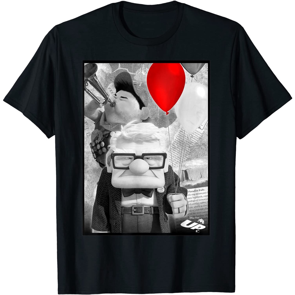 Disney Pixar UP Carl Russell Trumpet เสื้อยืดบอลลูนสีแดง