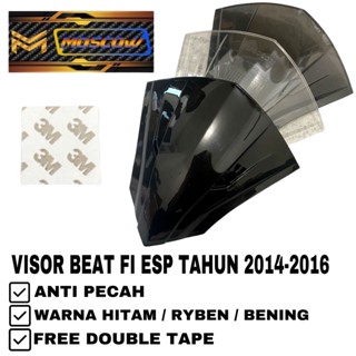 Hitam VISOR BEAT FI 2014-2016 MOSCOW Precision และ ANTI-Shatter WINDSHIELD BEAT VISOR BEAT FI BEAT OLD BEAT FI 2014-2016 ฟรีเทปสองชั้น PNP VISOR ANTI-Shatter สีดํา