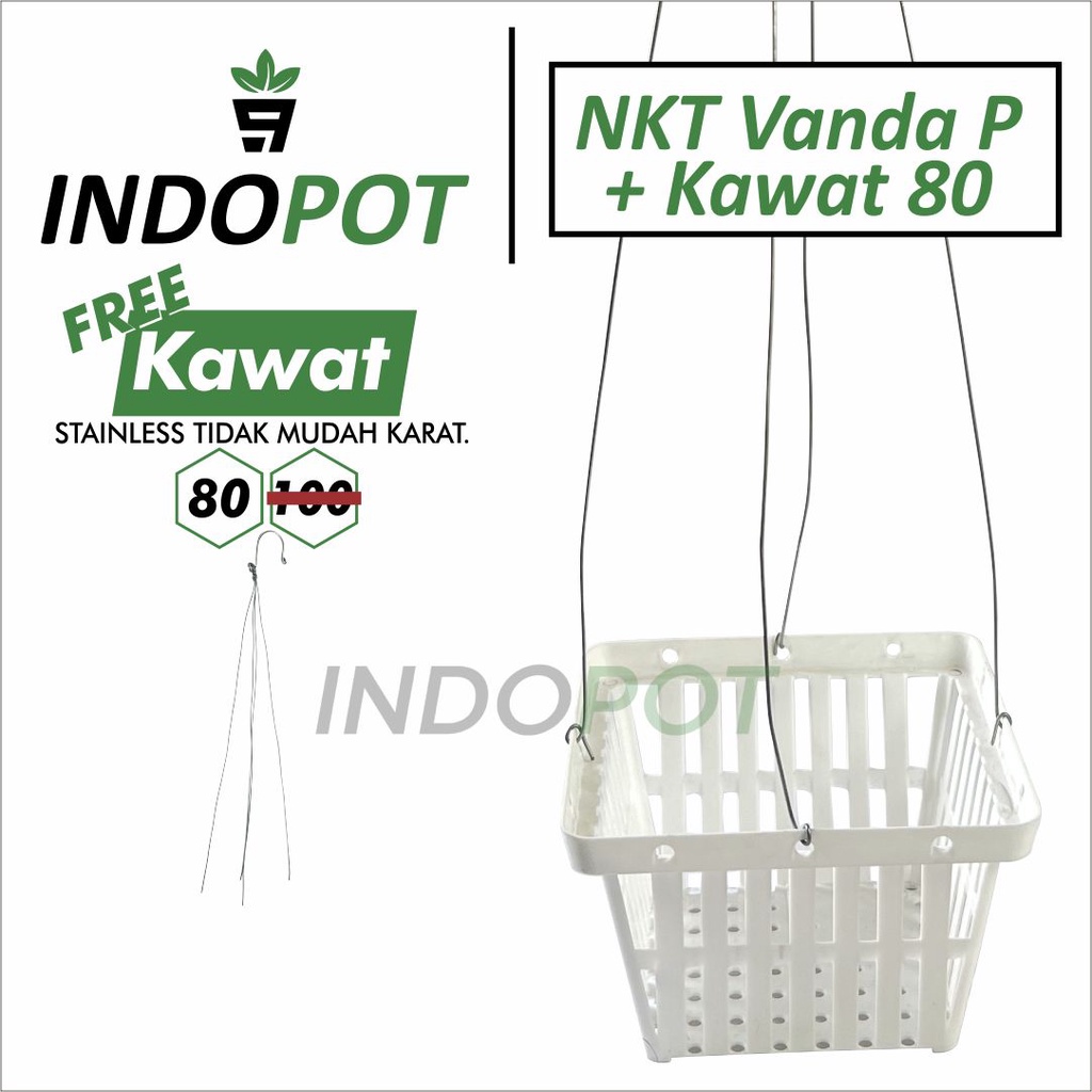 Vanda Orchid Pot 15 สีขาว NKT Vanda Orchid Pot + ลวด 4 ขา ขนาด 80 & 100