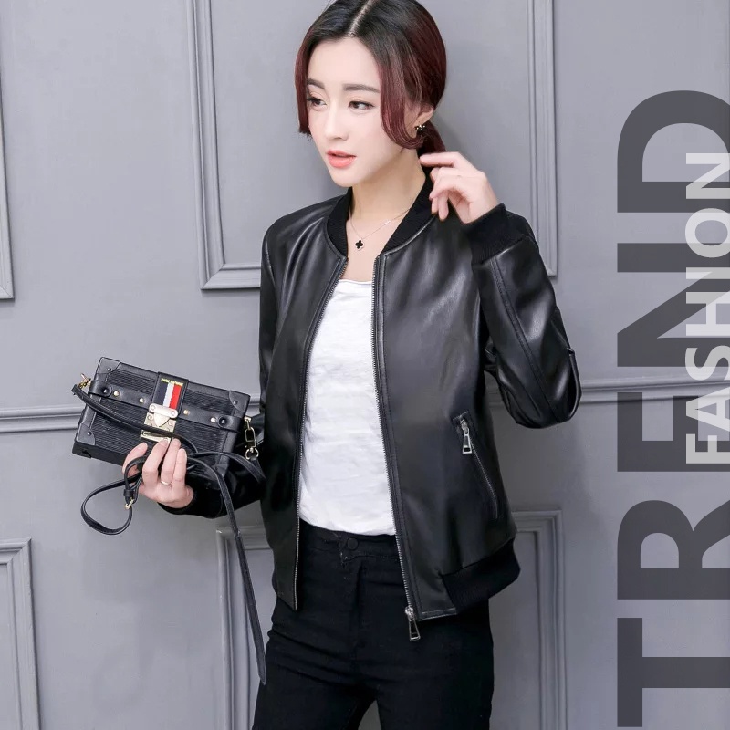 Trf Women& 39;s Leather Bomber Jacket / Women& 39;s Semi-Leather Bomber Jacket