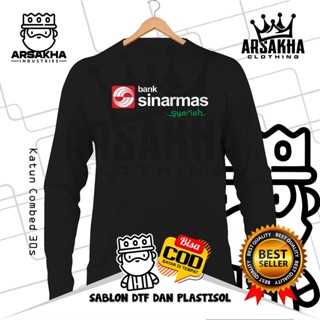 เสื้อยืดแขนยาว ผ้าฝ้าย ลาย Sinarmas Sharia Bank 30S สําหรับผู้ชาย