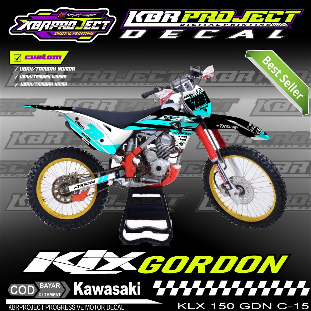 KLX 150 GORDON COOL สติ๊กเกอร์มอเตอร์ไซค์ DECAL FULL BODY STICKER VARIATION LINE KLX 150 GORDON MOTO