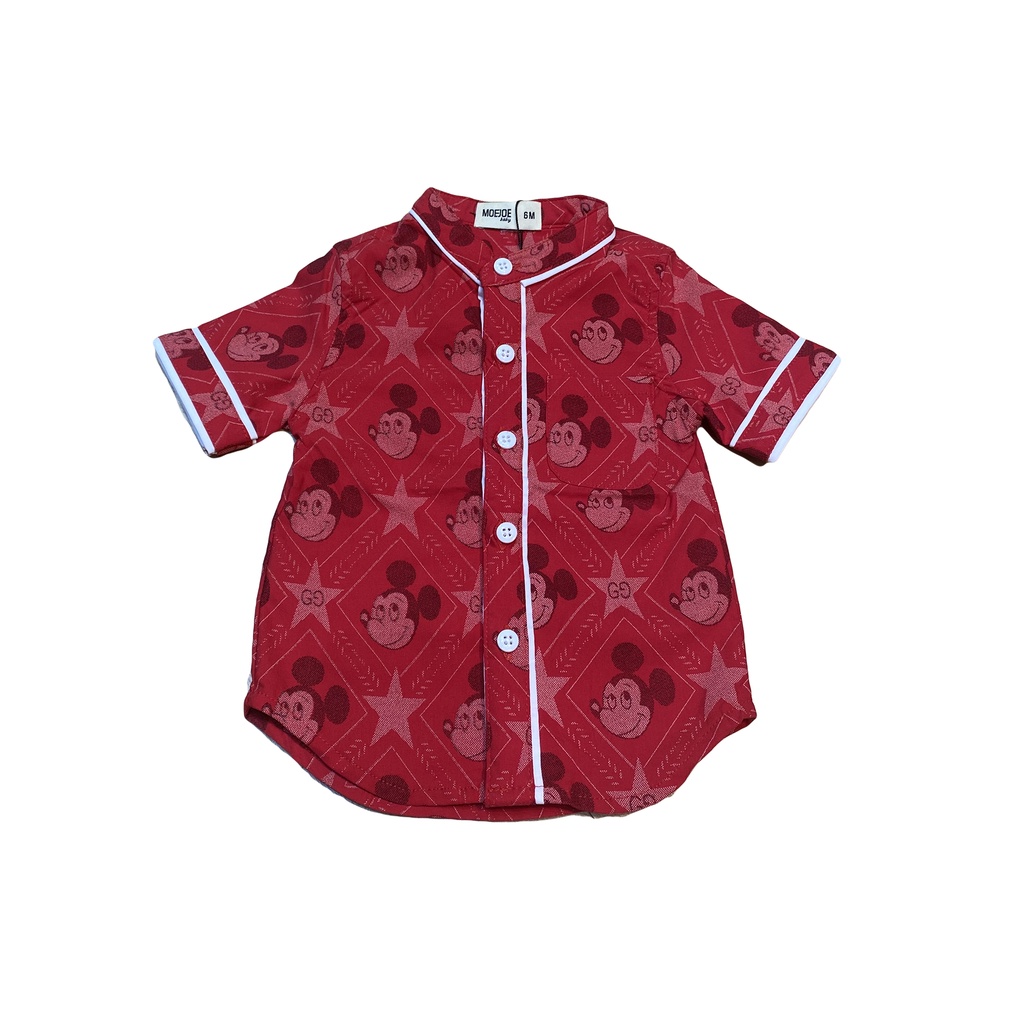 KEMEJA Mickey Baby Boy Shirt / Baby Boy Shirt Top RED - MOEJOE