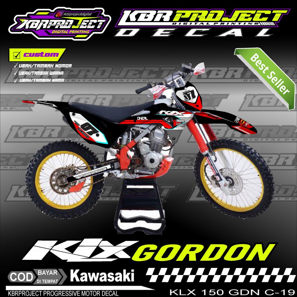 KLX 150 GORDON COOL สติ๊กเกอร์มอเตอร์ไซค์ DECAL FULL BODY STICKER VARIATION LINE KLX 150 GORDON MOTO