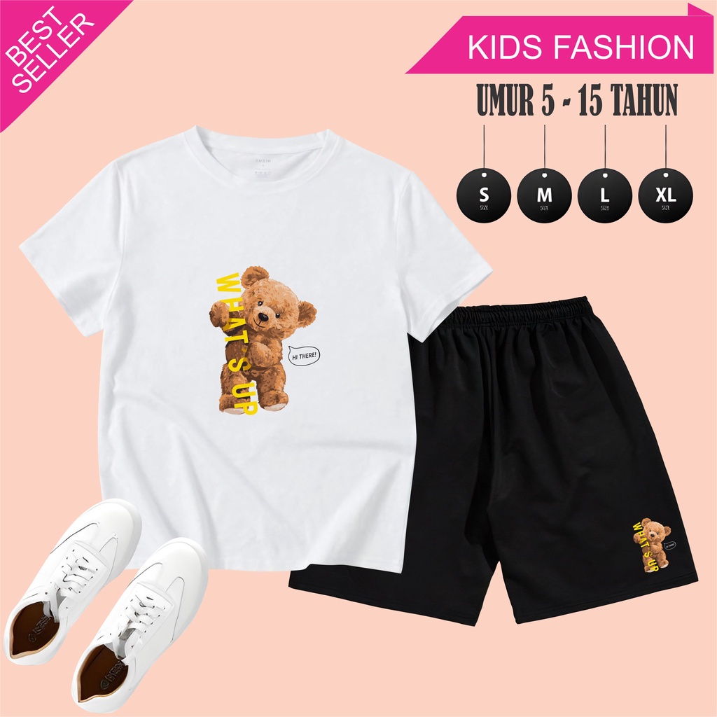 MichelleStore ชุดกางเกงขาสั้นเด็ก 5-15 ปี Whats Up