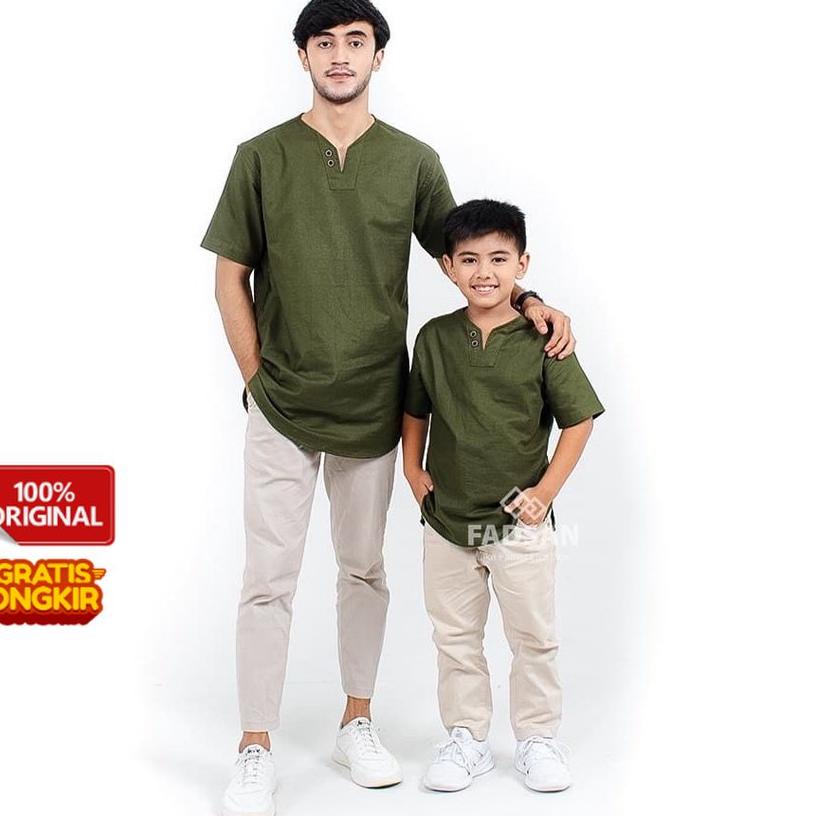 HIJAU MONO ARMY SERIES - SHORT SLEEVED KO DRESS I PAKISTAN COUPLE CHAPEL FATHER SON BOY ผู้ใหญ่สีเขี