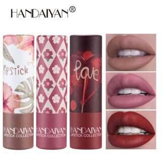 Handaiyan ลิปสติก เนื้อแมตต์กํามะหยี่ ให้ความชุ่มชื้น กันน้ํา ติดทนนาน สีนู้ด