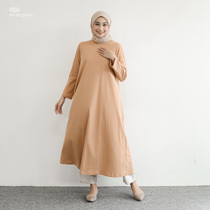 ชุดเดรสผู้หญิง Mistyvori Nami Tunic, Cotton Combed Home Series - ชาไทย, LXL P9P3