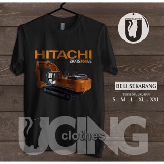 เสื้อยืด พิมพ์ลายรถขุด Hitachi ZAXIS 350 LC สําหรับผู้ชาย