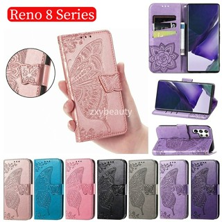 เคสโทรศัพท์มือถือหนัง ฝาพับ ลายผีเสื้อ พร้อมช่องใส่บัตร สําหรับ OPPO Reno 8 Pro Plus 5G 8T 4G 8Pro 8Z Reno8 Reno8Pro Reno8Pro+ Reno8T