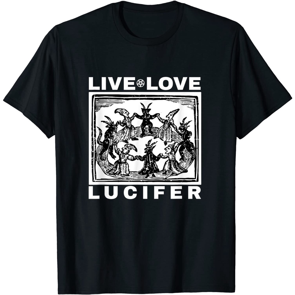 Hail Satan เสื้อยืด Live Love Lucifer พร้อมเสื้อยืดปีศาจเต้น