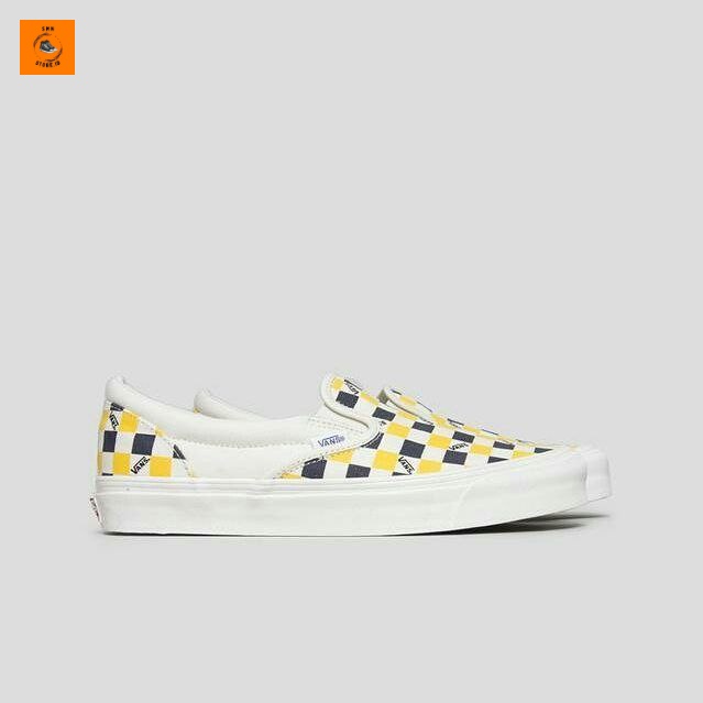 Vans SLIP บน CHECKERBOARD สีเหลือง | Vans SLIP ON ดั้งเดิม | รองเท้าคุณภาพระดับพรีเมียม 100%