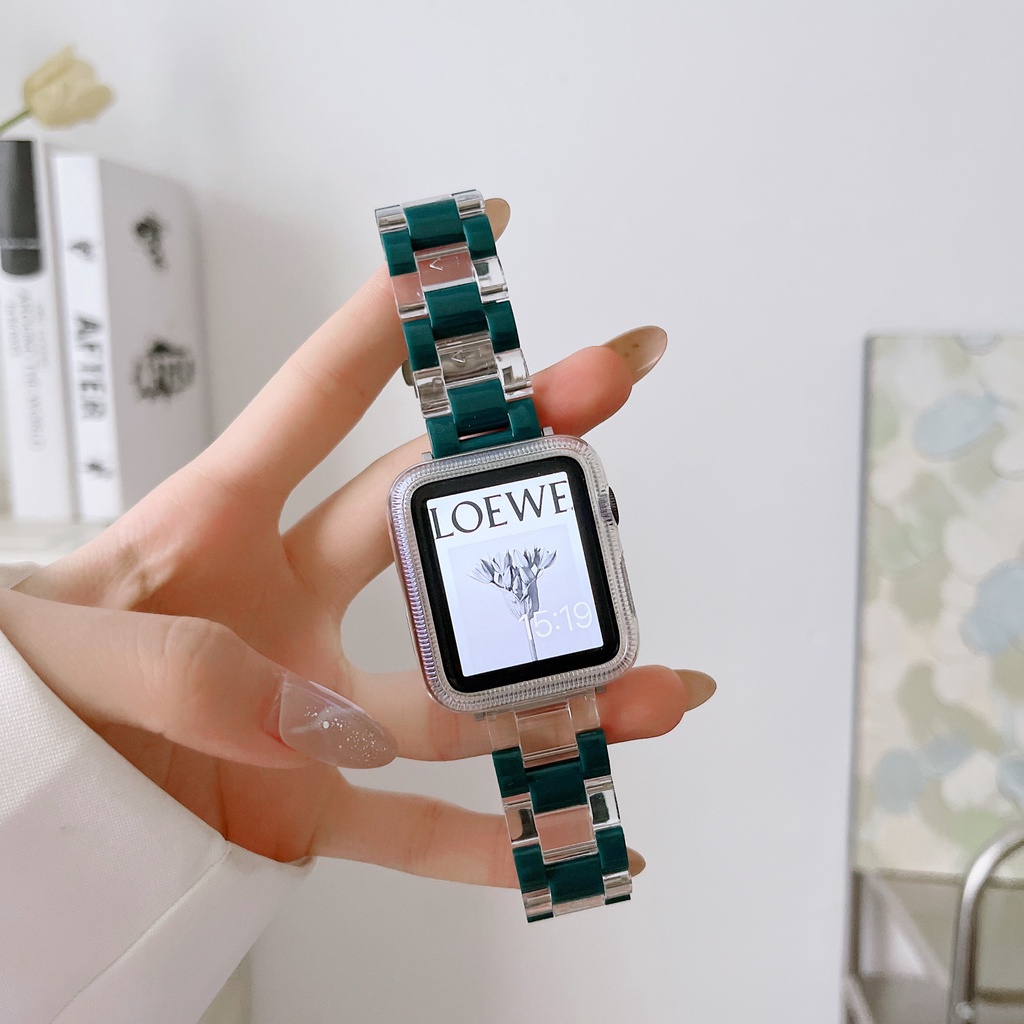 PC สายเรซิ่นสำหรับ apple watch series Ultra 8 7 6 SE 5 4 3 2 1 สายจับคู่สี 49 มม. 41 มม. 45 มม. 44 มม. 42 มม. 38 มม.40mm